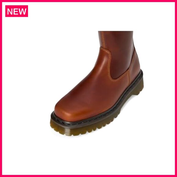 Knee High Leather Boots Square Toe Side Zip Everyday Wear - Picture 2 of 7